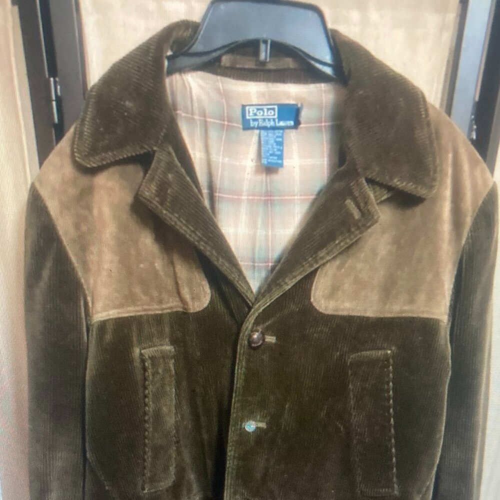 VTG POLO RALPH LAUREN CORDUROY JACKET MENS LARGE Norfolk Shooting Hunting SZ Lar